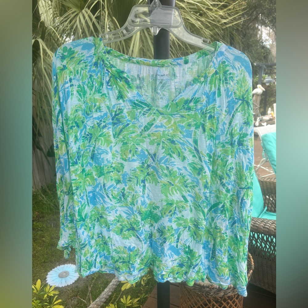 Floral Green and Blue Women's Top